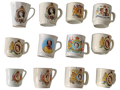 Royal Mugs Collection Props, Prop Hire