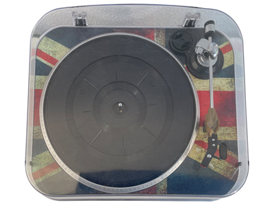 Turntable Record Player Union Jack Props, Prop Hire