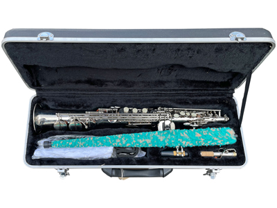 Vintage Silver Saxophone in Case Props, Prop Hire