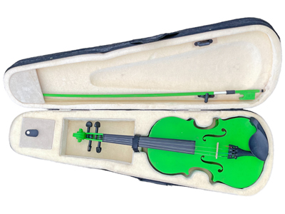 Green Violin in Case (3 Available) Props, Prop Hire