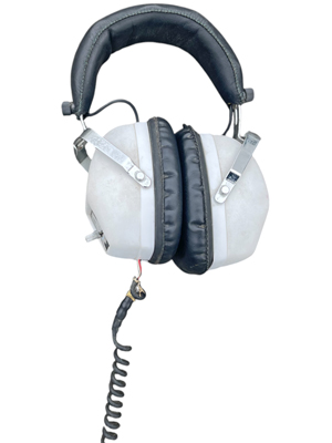 White Retro Ross Padded Headphones Props, Prop Hire