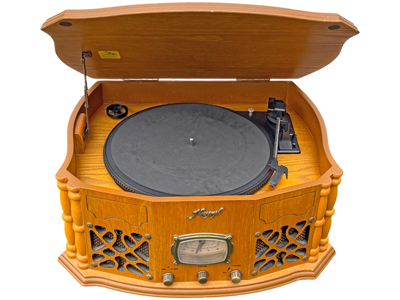 Wooden Case Phonograph Cecks and Radio Record Player Props, Prop Hire