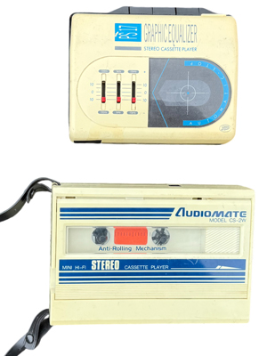 Cream Retro Walkman Style Personal Cassette Players Props, Prop Hire