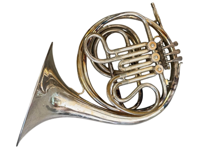 Perfect Condition Silver Double French Horn Props, Prop Hire