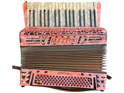 Red Accordion Pearlised Props, Prop Hire