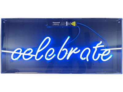 Celebrate Neon Sign Props, Prop Hire