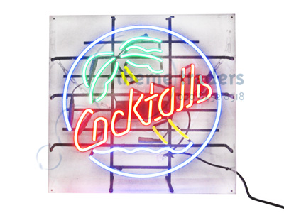 Neon Cocktails Sign Props, Prop Hire