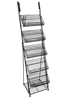 Vertical Black Magazines Rack Props, Prop Hire