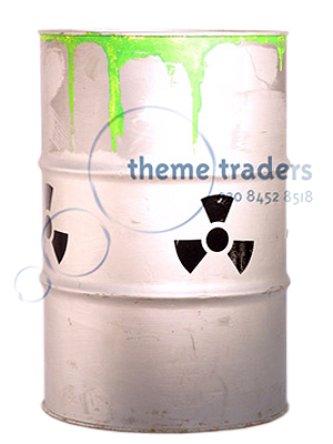 Nucleur Waste Oil Drums Silver Props, Prop Hire