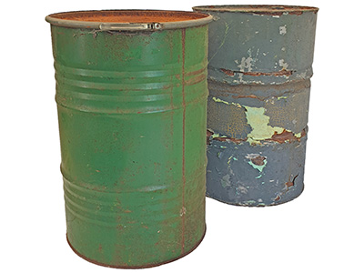 Rusty Military Oil Drums Props, Prop Hire