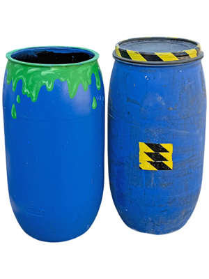 Plastic Radiation Poison Oil Drums Props, Prop Hire