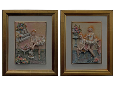 Montefiori Handpainted Ceramic Ballerina 3D Relief Wall Hangings Props, Prop Hire