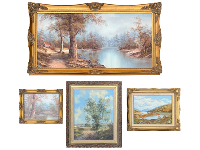 Large Size Set Gold Framed Landscape Paintings Props, Prop Hire