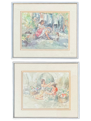 Floral Period Watercolour Paintings Flower Girl Props, Prop Hire