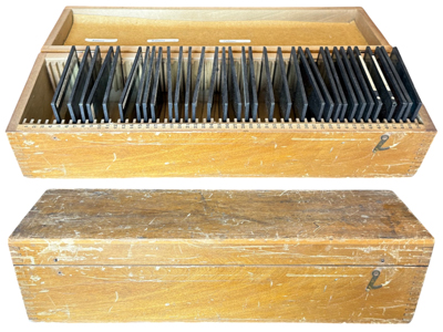 Vintage Box of Glass Slides Magic Lantern Props, Prop Hire
