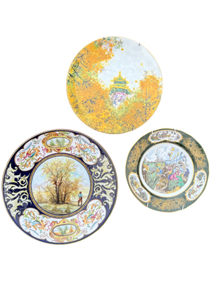 Majolica Classical Scene Wall Hanging Ceramic Plates Props, Prop Hire