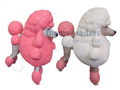 Pink and White Lifesize Poodles Props, Prop Hire