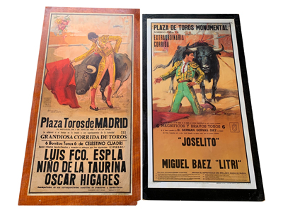 Bullfight Mounted Posters Props, Prop Hire