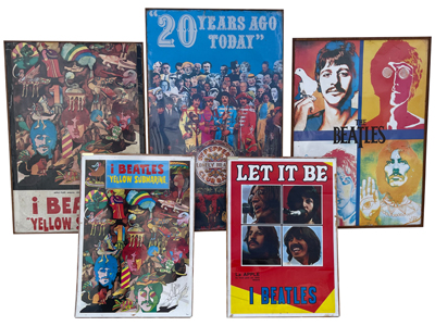 Beatles Mounted Laminated Posters Props, Prop Hire