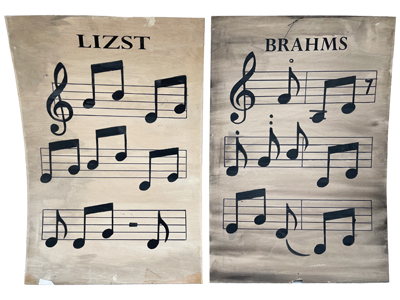 Brahms and Liszt Musical Scores Mounted Oversize Props, Prop Hire