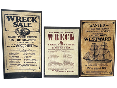 Nautical Wreck Sale Mounted Poster Set Props, Prop Hire