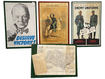 Military Wartime Mounted Posters Props, Prop Hire