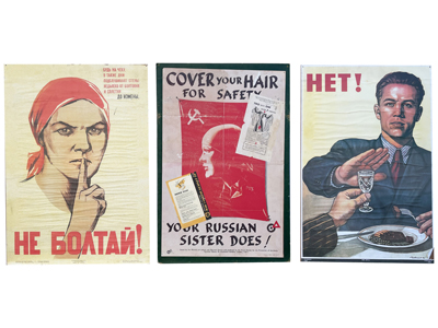 Russian Themed Mounted Posters Props, Prop Hire