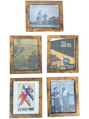 Wood Frame Retro Wall Art (22 Cms - 5 Available) Props, Prop Hire