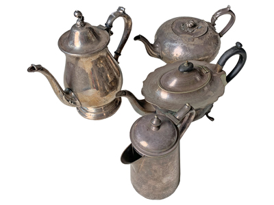 Silver Coffee and Tea Pots Props, Prop Hire