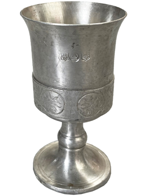 Engraved Pewter Wine Goblets Props, Prop Hire