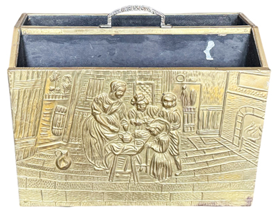 Brass Relief Magazine/Newspaper Rack Props, Prop Hire