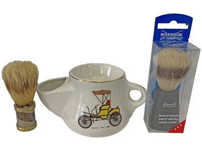 Retro Shaving Brushes and Bowl Props, Prop Hire