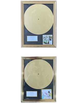 Gold Framed Platinum and Gold Records and Albums Props, Prop Hire