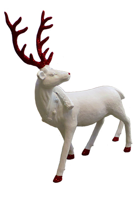 White and Glitter Red Reindeer Props, Prop Hire