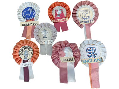 Faded Retro Football Rosettes Props, Prop Hire