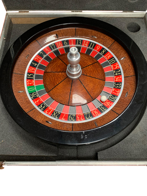 Huge Vintage Roulette Wheel in Transit Case Props, Prop Hire