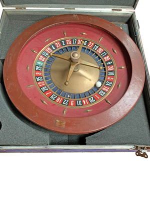 Huge Vintage Roulette Wheel in Transit Case Props, Prop Hire