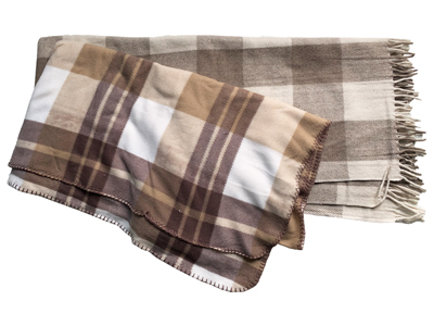 Beige Tartan Rug Throw Blanket Props, Prop Hire