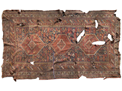 2.65 Metre Tattered Torn Historic Rug Props, Prop Hire