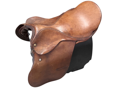 Childrens Leather Saddle on Display Stand Props, Prop Hire