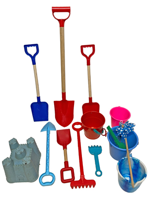 Seaside Bucket Spade and Sandcastles Props, Prop Hire