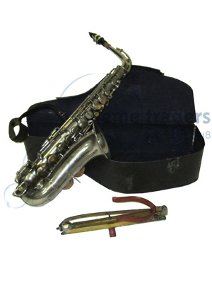 Silver Saxophone in Case with Stand Props, Prop Hire