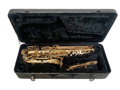 Gold Saxophone in Case Props, Prop Hire