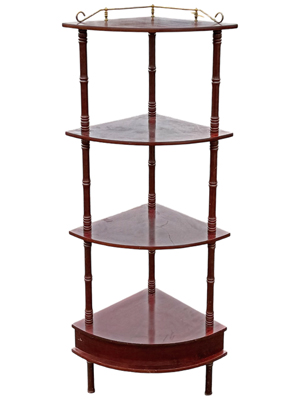 1.4 Metre Whatnot Tall Corner Shelf Retro Wood Props, Prop Hire