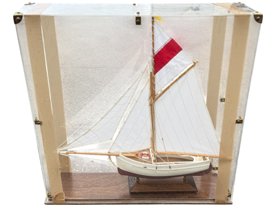75 Centimetre Yachting Boat Model in Perspex Case Props, Prop Hire