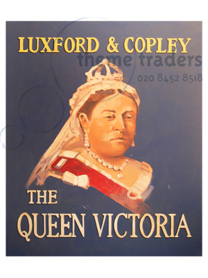 Double Sided Handpainted Queen Victoria Pub Sign Props, Prop Hire