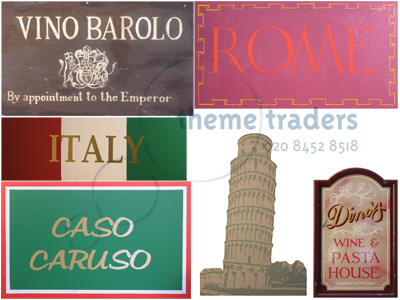 Italian signs Props, Prop Hire