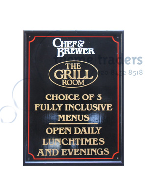 Vintage Handpianted Grill Room Pub Sign Props, Prop Hire