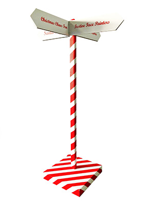 Candy Stripe Pointer Sign Props, Prop Hire