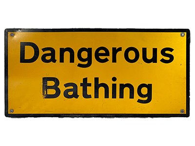 Dangerous Bathing Sign Props, Prop Hire